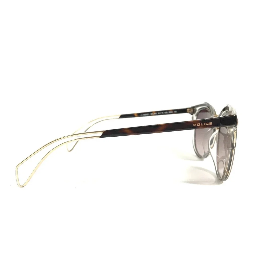 Police Sunglasses SPL 642 COL. 09AX Clear Tortoise Round Frames w/ Purple Lenses